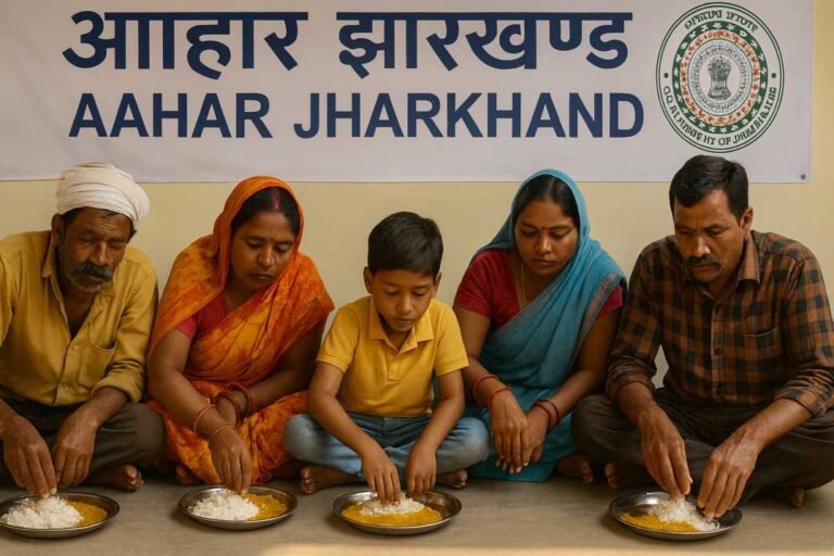 people eating behind them is aahar jharkhand logo